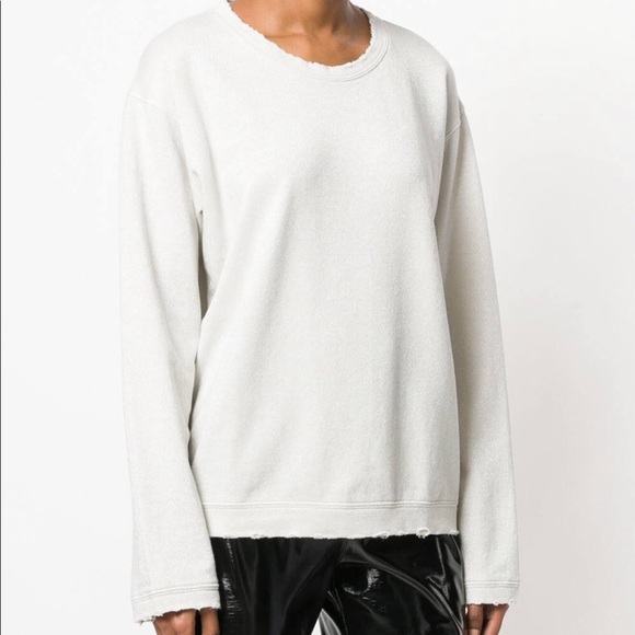 white distressed sweatshirt